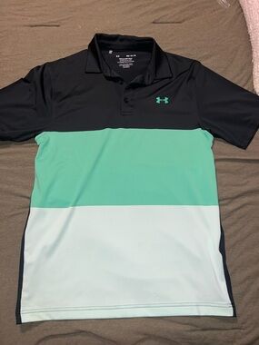 Under Armour Men’s Black, Mint & White Colorblock Polo